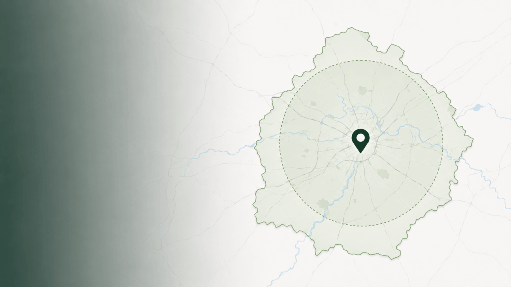 Illustrated service area centered on Brantford