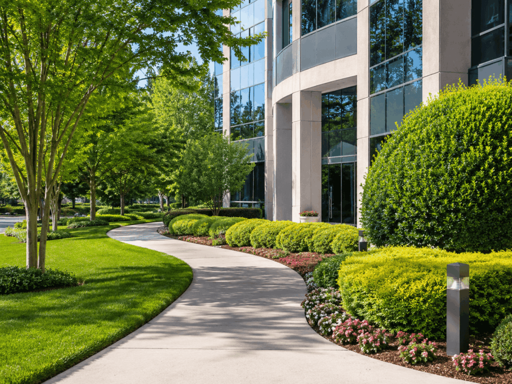Professionally maintained commercial landscaping